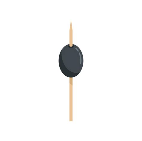 Black Olive Toothpick Icon Flat Vector Tooth Pick Vector Art