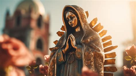 Premium Ai Image Statue Of Saint Mary Of Guadalupe Virgen De