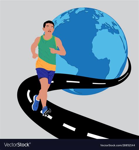 Man running around world Royalty Free Vector Image