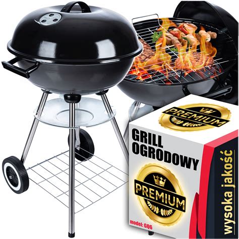 Grill Ogrodowy węglowy na brykiet Zamykany POKRYWA BBQ KETTLE półka