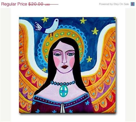 50 Off Angel Folk Art Guardian Angel Art By Heathergallerart Book Art Projects Folk Art