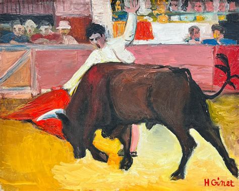 Huguette Ginet Lasnier The Bull Fight Matador With Bull In Ring