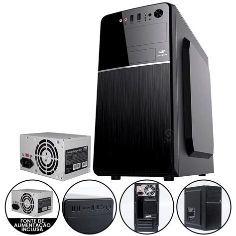 Gabinete Micro atx C3TECH p Escritório c fonte 200w preto MT 24