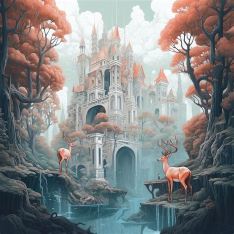 Premium AI Image | beautiful imaginary fantasy kingdom digital painting art