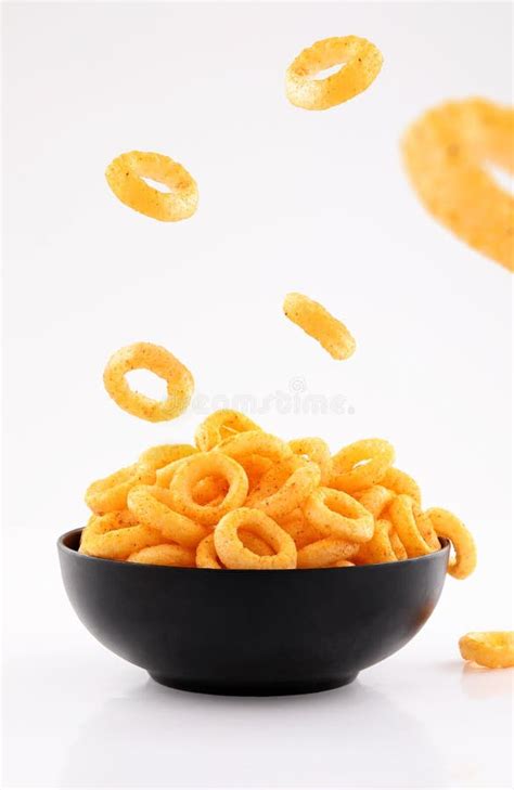 Puffed Corn Rings Cereal Ring Pile Of Crispy Corn Puff Chips Snack Food