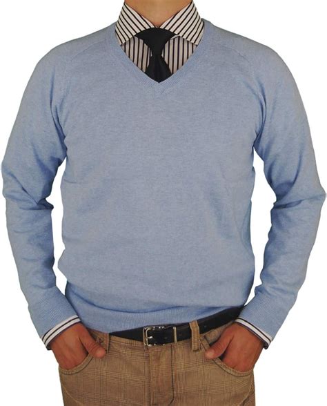 Luciano Natazzi Mens Sweater V Neck Classic Fit Long Sleeve Pullover Fine Cotton X Large Light