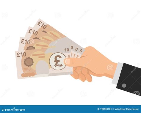 Hand Holds Money Uk Pounds 10 Banknotes Business Concept Stock Vector