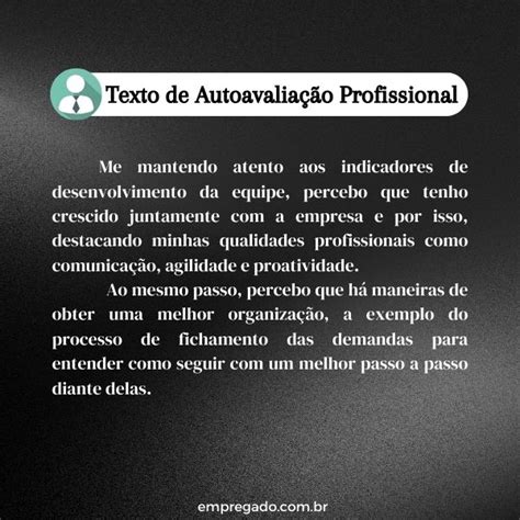 Texto Pronto De Auto Avaliação Profissional - Texto pronto de Autoavaliação Profissional
