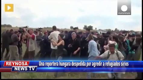 Una Reportera Húngara Despedida Por Agredir A Refugiados Sirios Youtube