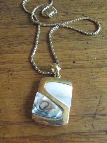 Vintage Lia Sophia Abalone Mop Pendant Necklace