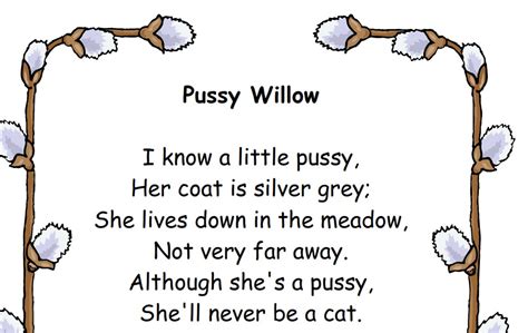 Pussy Willow Poem 202137 Pussy Willow Poem Free Printable
