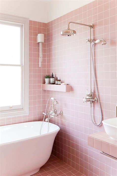 Mid Century Modern Pink Tile Bathroom Via Lgstudio Mid Century