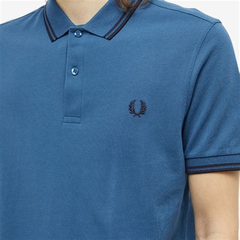 Fred Perry Authentic Slim Fit Twin Tipped Polo Midnght Blue And Navy End