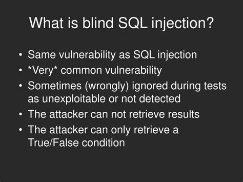 Ppt Blind Sql Injection Powerpoint Presentation Free Download Id