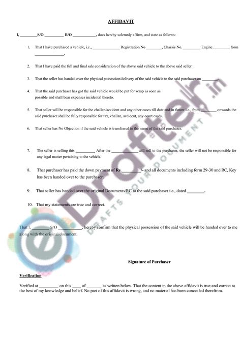 salepurchase vehicle affidavit  vehicle sale affidavit