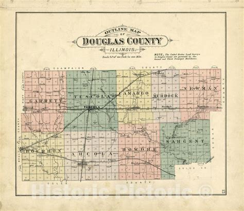 Historic 1893 Map - Plat Book of Douglas Co, Illinois - Outline Map of ...