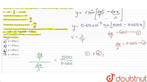 The Equation Of A Plane Progressive Wave Travelling Along Positive