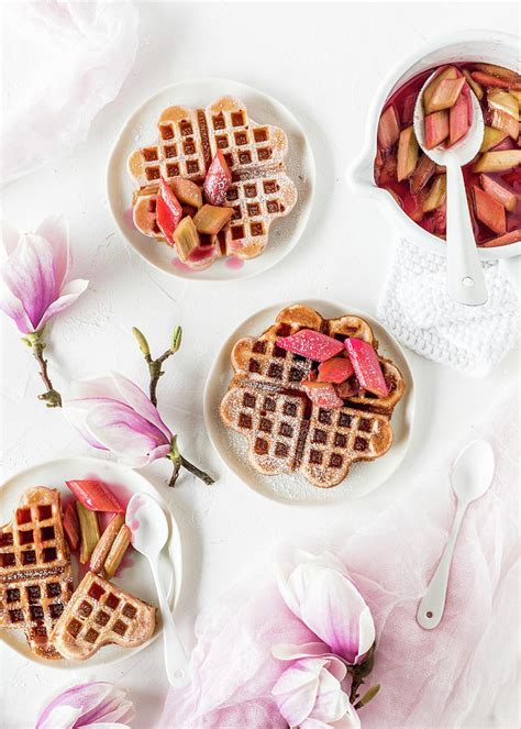 Yoghurt Waffles With Rhubarb Photograph By Emma Friedrichs Fine Art