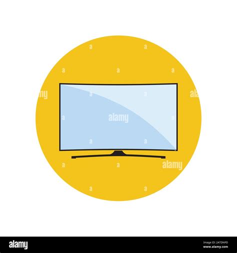 Modern Curved Tv Icon In Flat Style Led Smart Tv Symbol In An Yellow