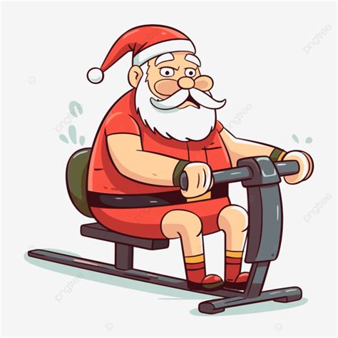 Santa Exercising Vector Sticker Clipart Santa Claus Exercises Sitting