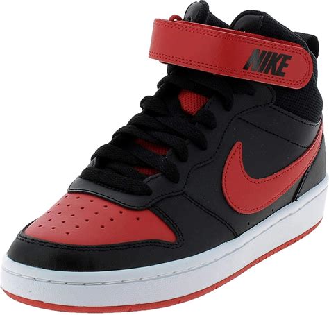 Nike Court Borough Mid 2 para niños Negro Univ Rojo Blanco 7 Big Kid