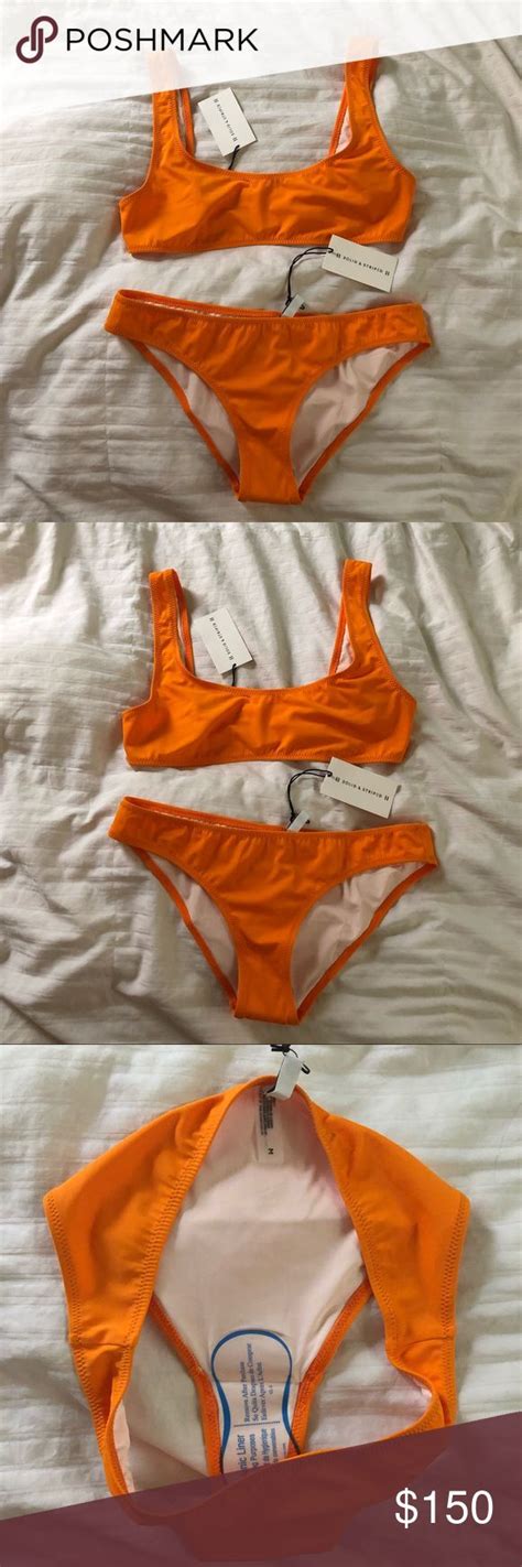 Solid And Striped Orange Ella Bathing Suit Set Bathing Suit Set Solid And Striped Orange Bathing