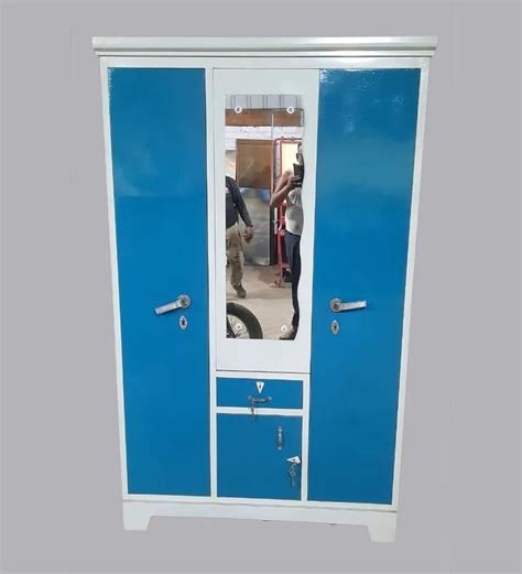 Double Door Powder Coated Mild Steel Blue Almirah For Home Size