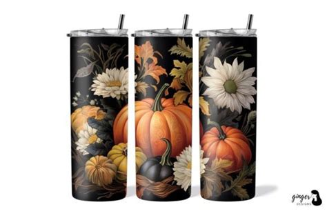 Fall Pumpkins 20oz Skinny Tumbler Graphic By Gingerdesign · Creative Fabrica