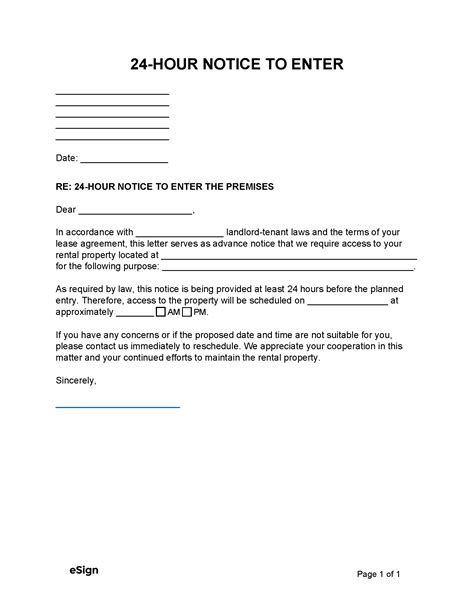 Free Landlord Notice To Enter Hour Pdf Word