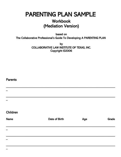 Parenting Plan Templates