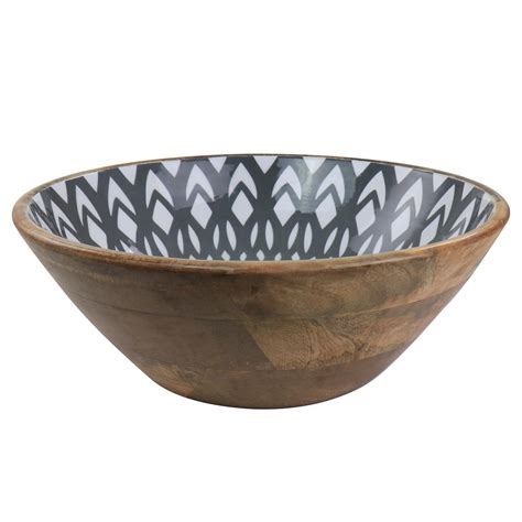 Large Mango Wood Serving Bowl Brownwhiteblackmulti Color