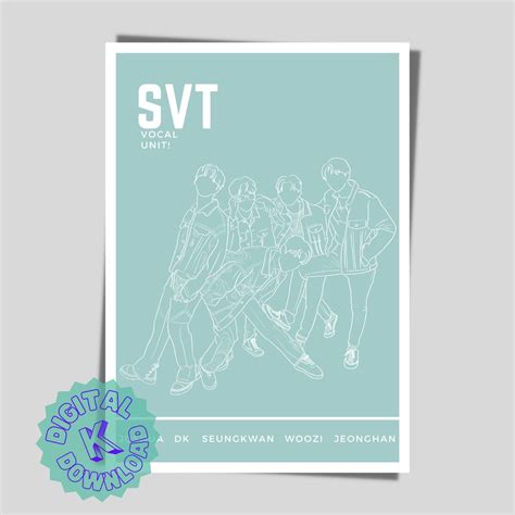 Seventeen Inspired Digital Art Print Svt Vocal Unit Kpop Printable