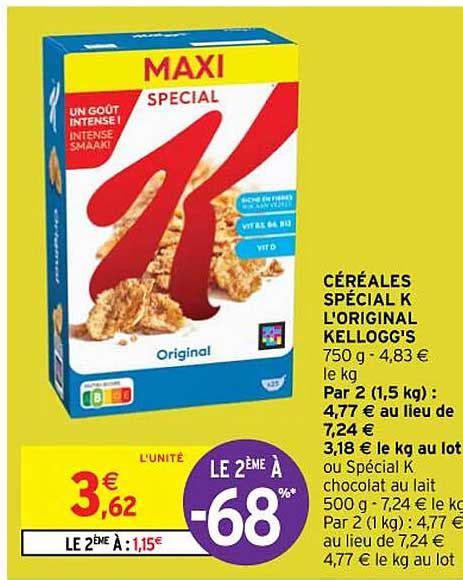 Promo C R Ales Sp Cial K L Original Kellogg S Chez Intermarch Hyper