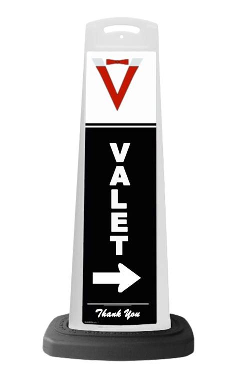 Valet Spot White Vertical Panel W Arrow Sign V Sd K Valet