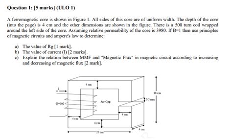 Solved Question Marks Ulo A Ferromagnetic Core Is Chegg