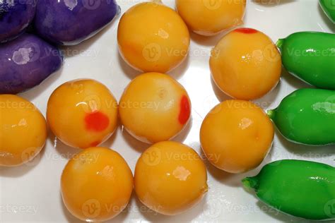 Colourful Luk Chup Look Choop Tadeonal Thai Desert Sweets Candy Creatve