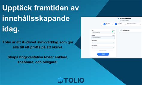 Effektivisera Skrivande Inom Marknadsföring Med Tolio AI verktyg