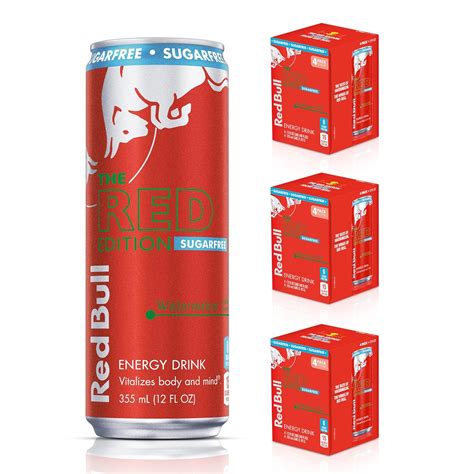 Red Bull Red Edition Sugar Free Energy Drink Watermelon With 114mg Caffeine Plus