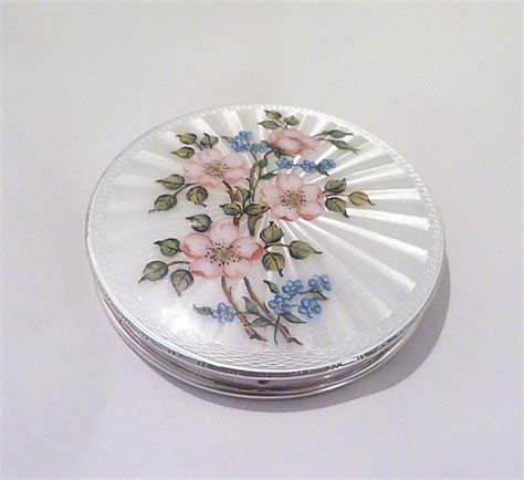 Solid Silver Compacts Sterling Silver Floral Compact Mirrors Silver