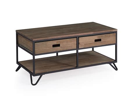 Mesa De Centro Dise O Industrial De Madera De Roble Americano Y Metal