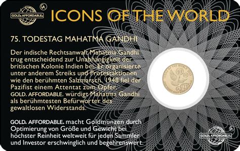 Unze Gold Ruanda Icons Of The World Todestag Mahatma Gandhi