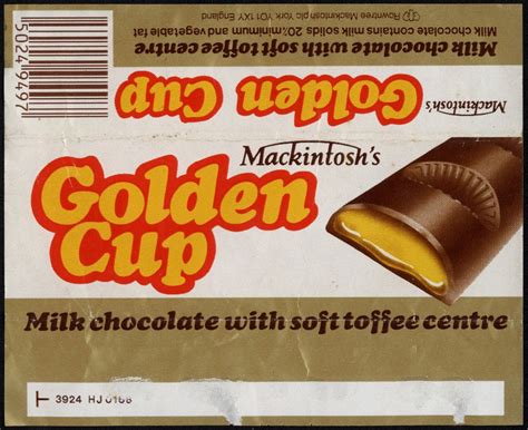 Uk Mackintoshs Golden Cup Chocolate Candy Bar Wrapper Late 70