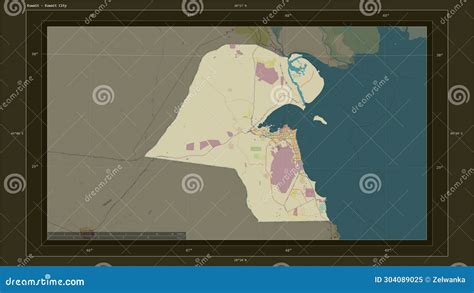 Kuwait Highlighted Composition Topo Humanitarian Stock Illustration