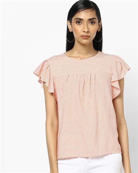 Striped Top With Ruffled Sleeves JioMart