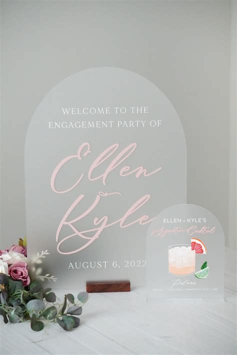 3d Arched Acrylic Wedding Welcome Sign Frosted Acrylic Etsy