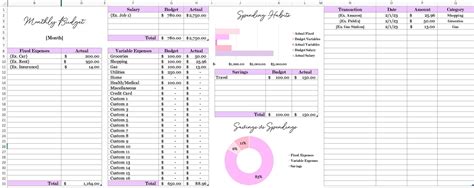 Monthly Budget Excel Template - Etsy