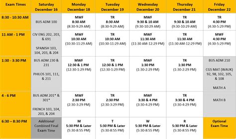 Final Exam Schedule At Jean Nelson Blog