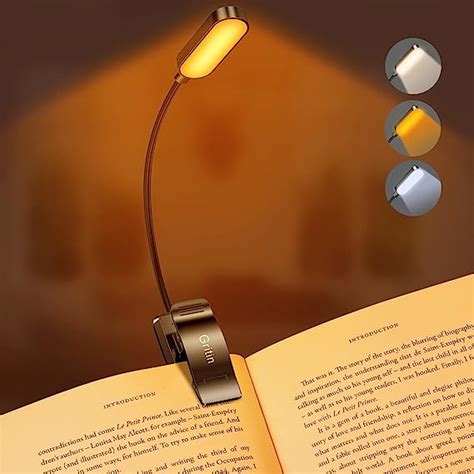 Gritin 16 Led Book Light Reading Light 3 Eye Protecting Modes Book