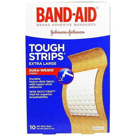 Band Aid Adhesive Bandages Tough Strips Extra Large 10ct