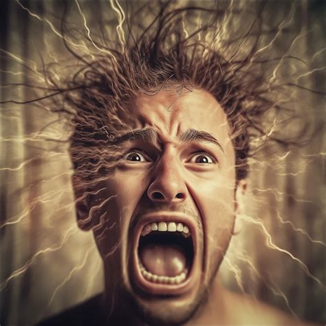 Premium AI Image | Man with ear studded hair screaming in the air ...